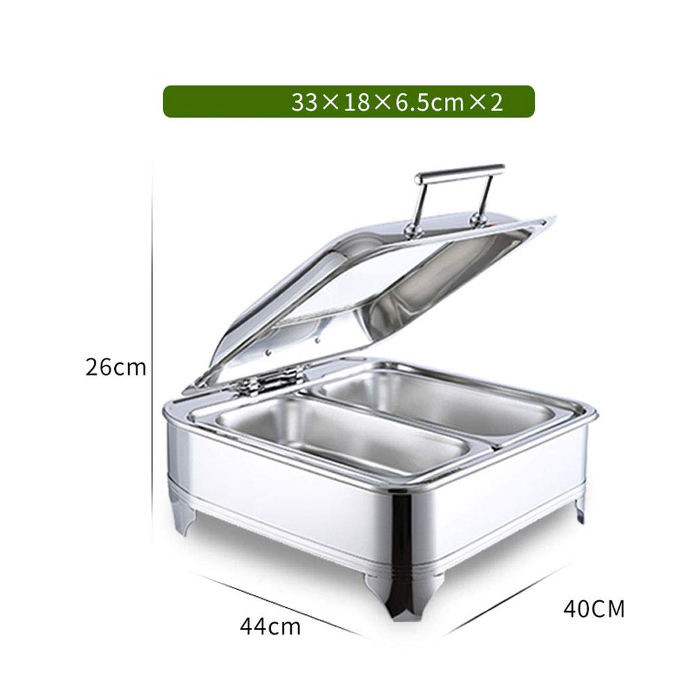 Scaldavivande, Set Chafer Buffet Scaldavivande Server in Acciaio Inox per feste Buffet Colazione Ristorante, Mantiene caldo il cibo, Forniture per catering Attrezzature per hotel, Piazza