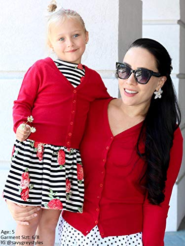 YEMAK Girl’s Knit Cardigan Sweater – Long Sleeve V-Neck Basic Kids Casual Button Down Soft Lightweight Knitted Cute Top4