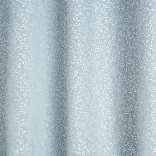 Image of haus & kinder Printed Jacquard Door Curtains 7 Feet Long Pack of 2 Door Curtains, 7 Feet Curtains for Door (Willow Breeze, Frost Blue Nature 130x213 CM)