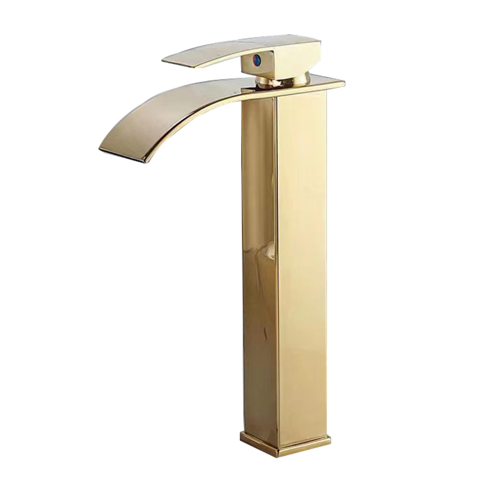 HCFYAUIS High Rise Basin Mixer Tap Hot and Cold Waterfall Taps for Bathroom Brass Countertop Washbasin Mixer Tap,Gold