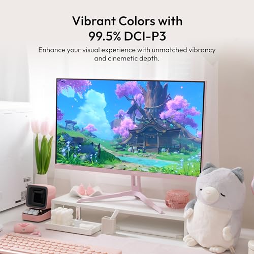 Image of Pixio PX27U Wave Pink 27 inch 160Hz Refresh Rate 4K 3840x2160p Resolution Fast IPS Panel 1ms GTG Response Time Tilt Adjustable Gaming Monitor with Adaptive Sync