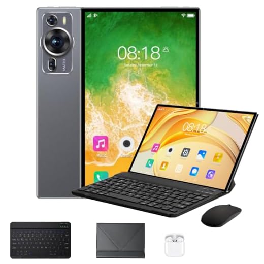 DIVENT P60 - Tablet 3 em 1 com Estojo/Teclado/Mouse/Fone de Ouvido, Tela 10.1", 16GB RAM + 512GB ROM, Câmeras 24MP e 32MP, Bateria 20.000 mAh, WiFi, Android 14, Cinza