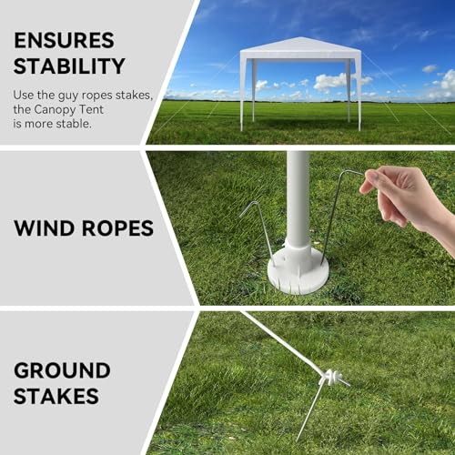 10x10 Canopy Tent Party - Sturdy Steel Frame - Thickened PE Cover - Waterproof Outdoor Patio Portable Instant Shade Gazebo for Outdoor Wedding Parties Camping - White - Thumbnail 4