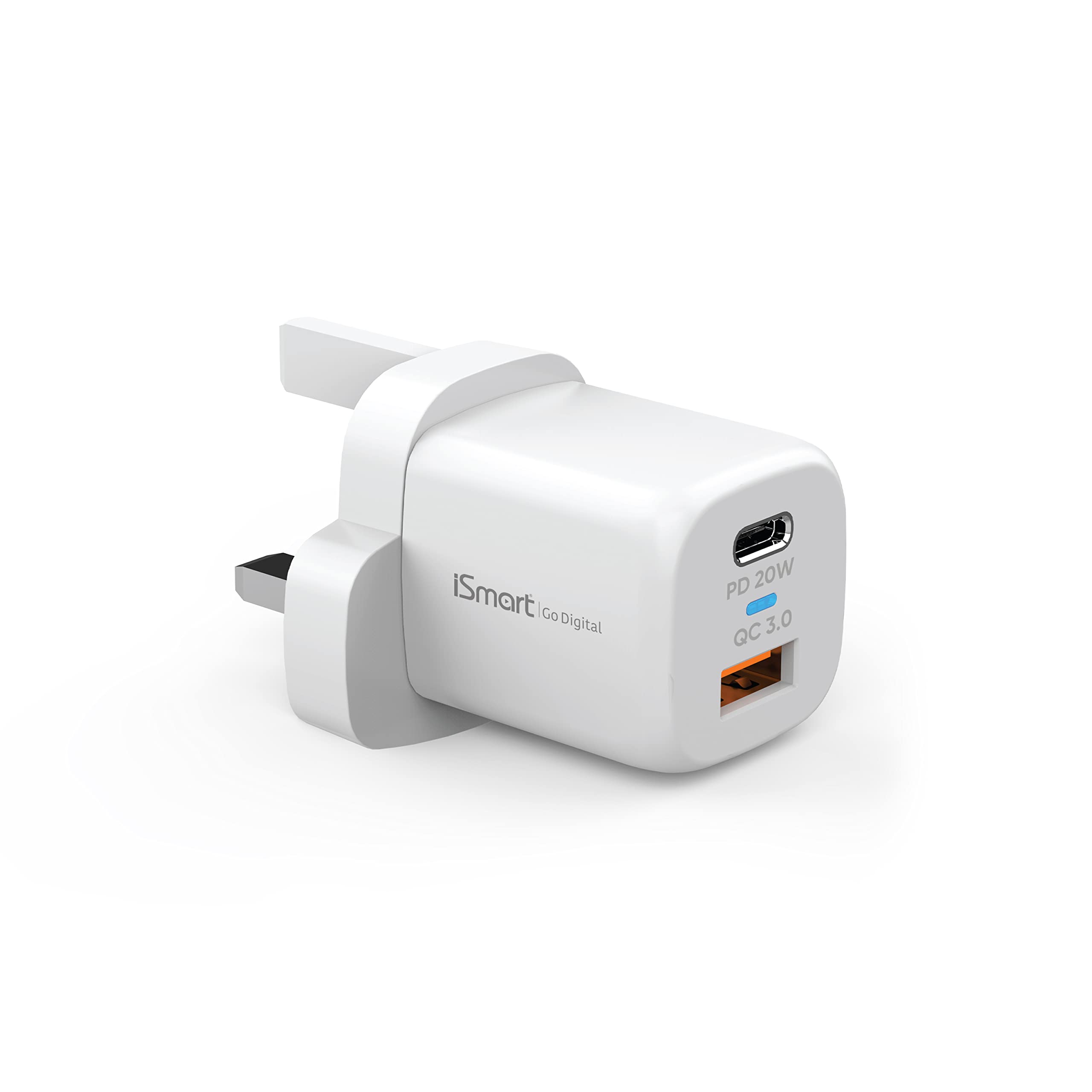 iSmartQC/PD Power Adapter PD 3.0 USB + USB C Power Supply 20 Watt 3X Faster Portable Mini Adaptor