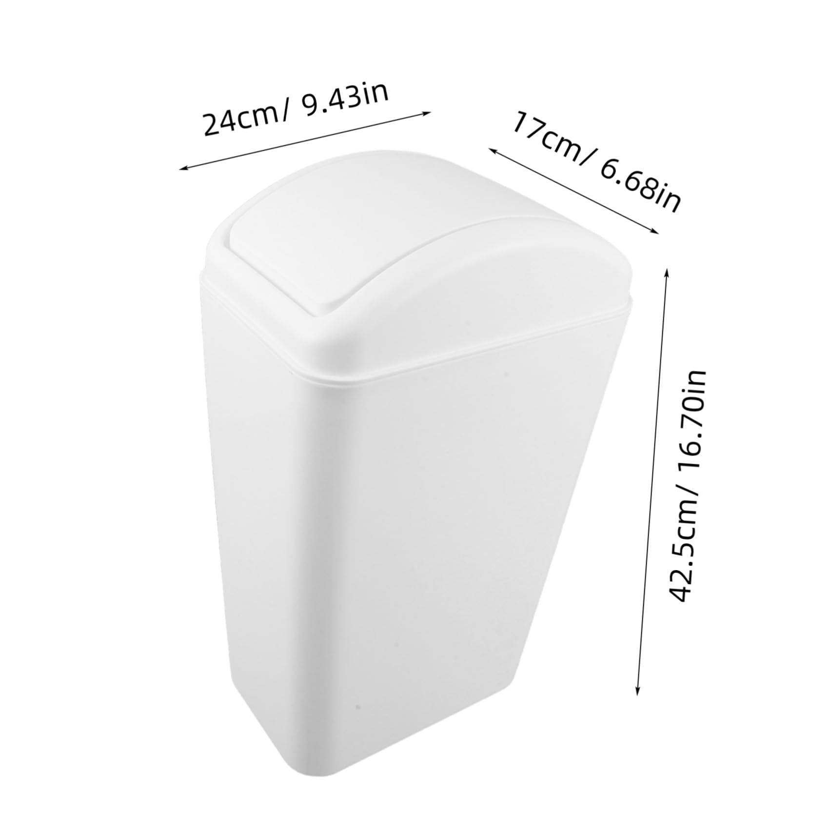 EXCEART Cubo con Gran Capacidad con Tapa Abatible de Basura de Plástico Blanco y Diseño Estrecho y Mecanismo Oscilante que Minimiza Olores para Cocina, Baño y Dormitorio
