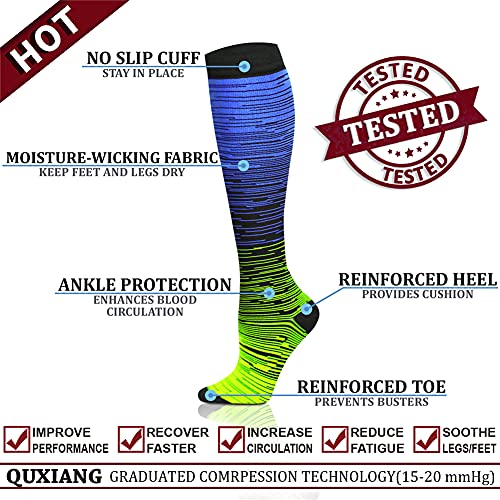 Image of QUXIANG Copper Compression Socks for Women & Men Circulation (8 Pairs) - Best for Running Athletic Cycling - 15-20 mmHg