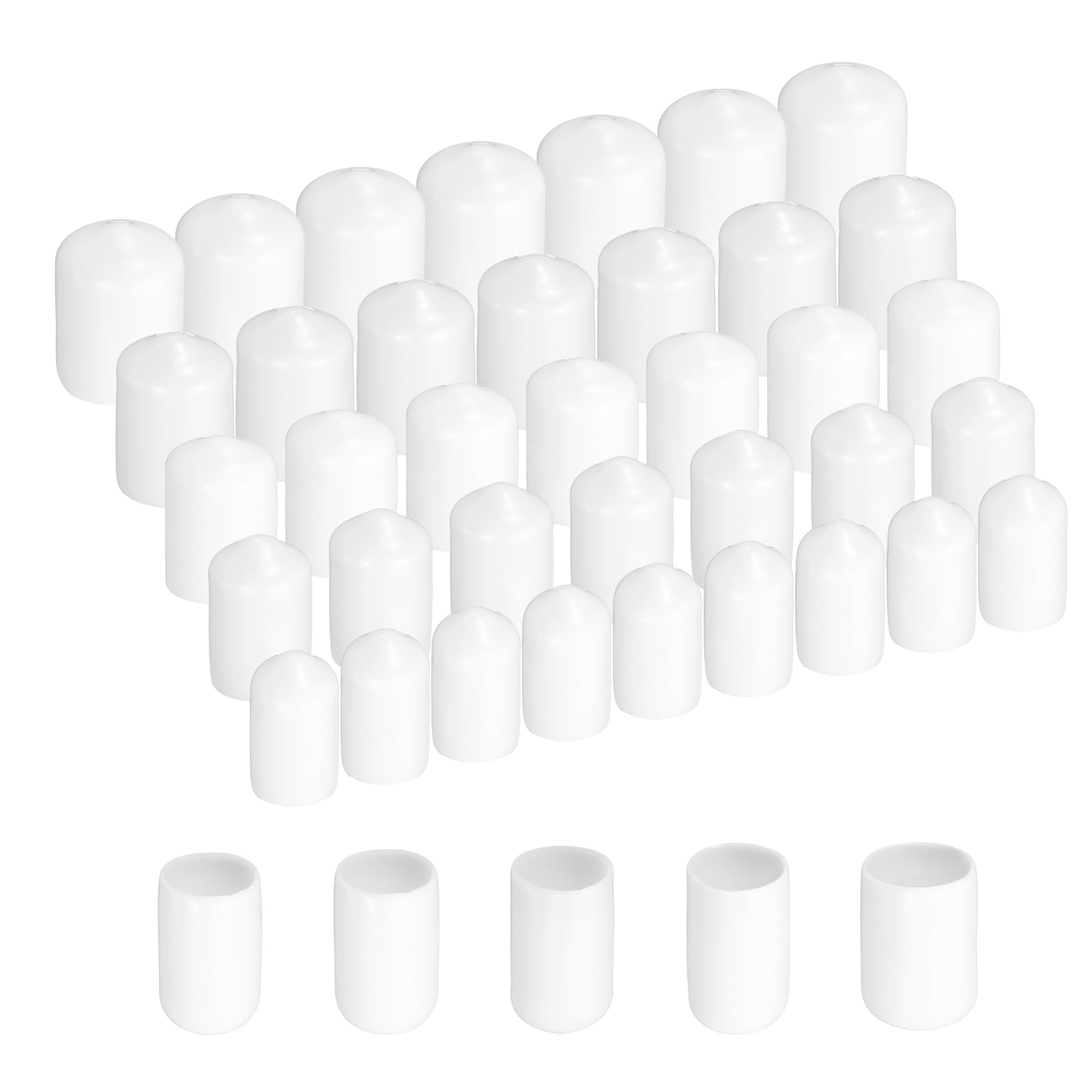 Capuchons ronds en caoutchouc souple blanc lot de 100 pièces multi-diamètres