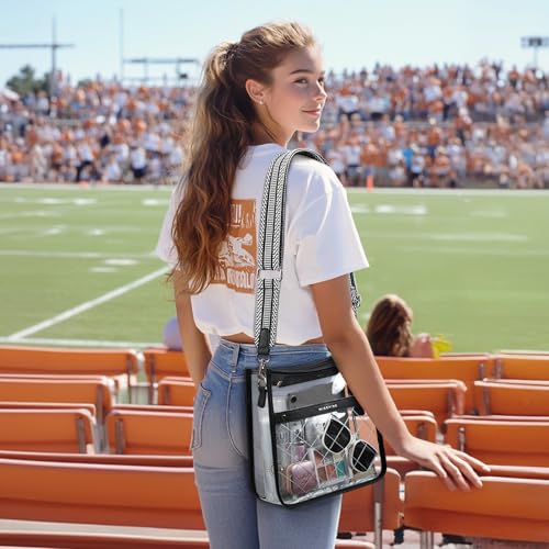 Image of Missnine Clear Crossbody Bags for Women Stadium Approved Clear Purse for Concert Transparent Plastic Bag with Guitar Strap