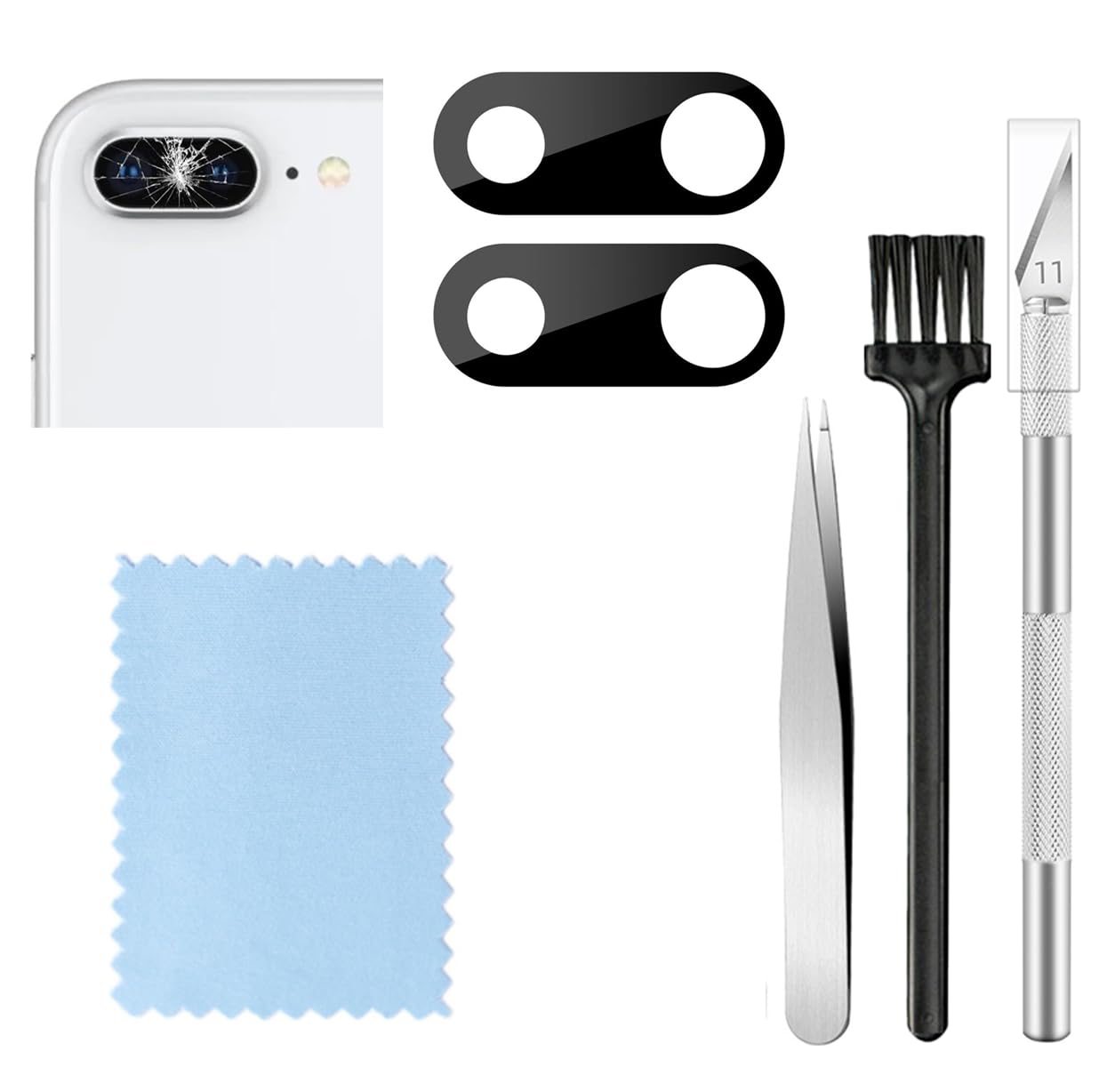 2 Packs Rear Camera Lens Glass Replacement for iPhone 7 Plus/iPhone 8 Plus Camera Glass Lens Replacement with Repair Tools Kit