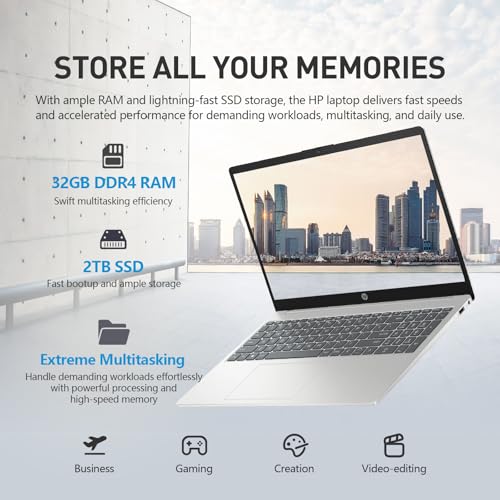 Image of HP 15.6 Laptop Touchscreen Computer, Touch Screen Laptop 15 Inch, Intel Core i5(10 cores), Windows 11 Pro, 32GB RAM 2TB SSD, 10-Key
