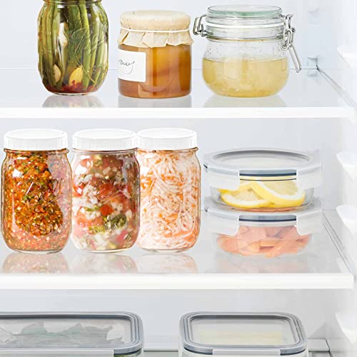 [24 Pack] Plastic Mason Jar Lids For Ball, Kerr And More - Food Grade White Plastic Storage Caps For Mason/Canning Jars - 12 Regular Mouth And 12 Wide Mouth Mason Jar Lids #TOP5