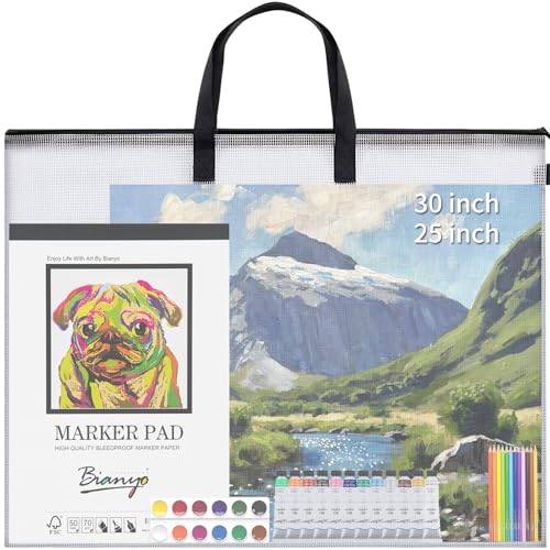 YOPCDJ 30x25 inches Extra-Large Art Portfolio Bag Portfolio Folder for Artwork with Handle Zippered Storage Folder for Poster Scrapbook Keepsake and Bulletin Board