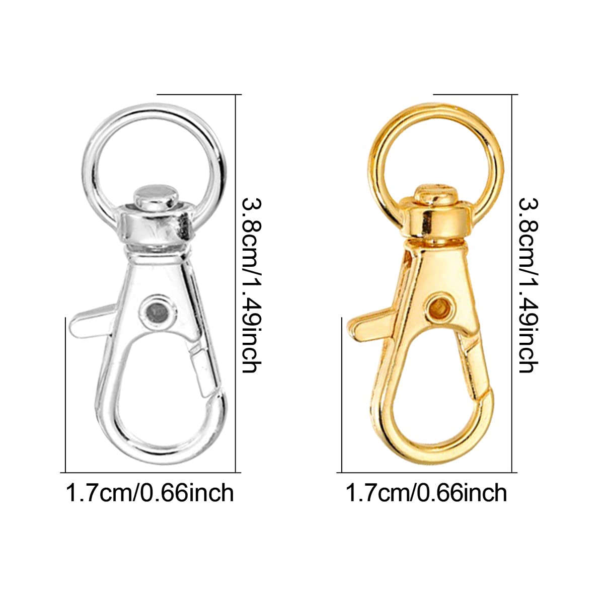 Vasemele Attache Porte Clef 30 Pièces Lobster Clasp Porte-clés Clip Fermoirs Mousquetons Pivotants Mousqueton Sac A Main Fermoirs De Griffe De Homard Pivotant Clip De Mousqueton 25mm Or/Argent/Bronze