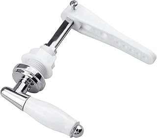 Toilet Flush Handle Split Replacement Traditional Victorian Style Chrome Plated Metal Handle for Toilet WC Cistern Tank for Toilet WC Cistern Tank Flush Lever(White)