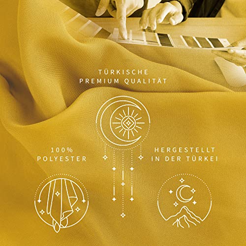Ayisah Kopftuch Damen Hijab - Senf Chiffon Hijab Kopftuch Für Damen - Moderne Muslimisch Chiffon Hidzab Tuch Schal Kopftucher - Seidenweiche Tush Schal Für Frauen - Senf
