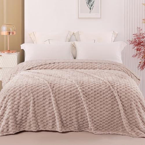 Image of Exclusivo Mezcla Fleece Twin Blanket for Bed, Extra Large Fuzzy Camel Bed Blankets, Soft Cozy Plush Sofa Throws for All Seasons, 90x66 Inches