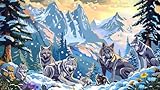 Pintura por Números para Adultos, 140x80cm Lobo Kit de Pintar por Números y Manualidades Adultos Principiantes, DIY Paint by Numbers Montaña de Nieve Pintura por Números, Decoración Hogar, Sin Marco