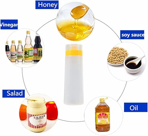 Miniatura 7 de Botella de salsa exprimible de 4 agujeros botella exprimible de mermelada con tapas de tapa para ketchup mayonesa aceite de oliva aderezo de