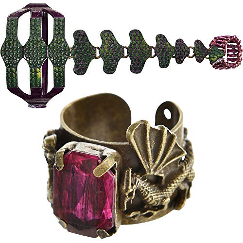 Party City Descendants Mal Jewelry Set, Pieces, Includes a Dragon Ring  with Rhinestone and a Bracelet with Ring