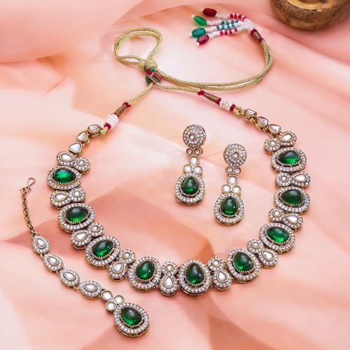 Image of Rubans Gold Plated Kundan Traditional Statement Necklace Set for Women