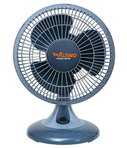 Image of Altino Premuim Powerful Oscillation Table Fan for Home & Office| High Air Delivery| Anti-Dust Decorative Star Rated Table Fan | 3 Speeds | Easy to Clean, 1 Yr Warranty (Black & Grey, 12 Inch)