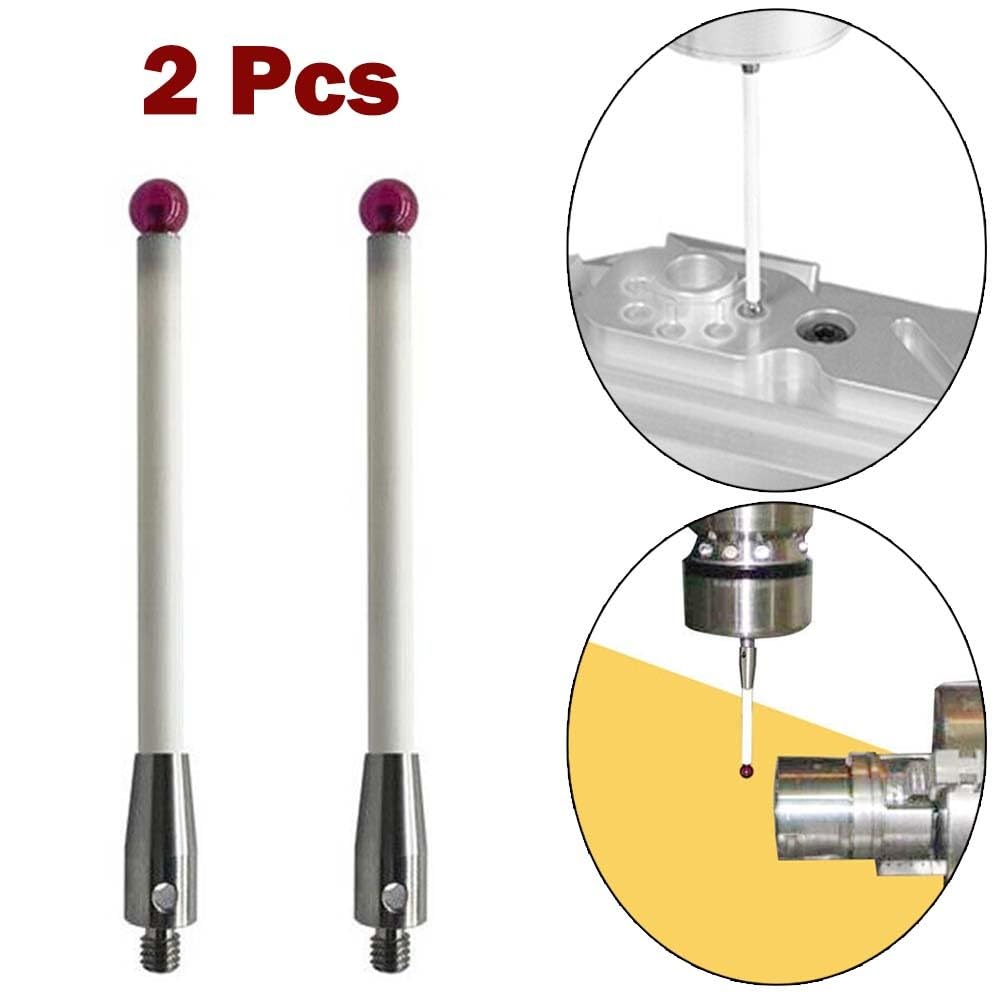 2er-Pack CMM-Taststift für Renishaw A-5000-3712, 100 mm Keramikstab mit 6,0 mm Kugelspitze, für Koordinatenmessgeräten, industrietauglich, verschleißfest, temperaturstabil