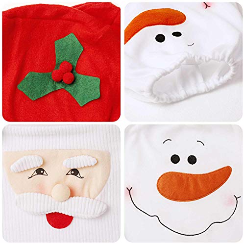 Tatuo 6 Stück Weihnachten Toilettensitz Abdeckung Dekorationen, Schneemann Santa Toilettensitzbezug und Teppich Set Red Weihnachtsschmuck Badezimmer – Bild 7
