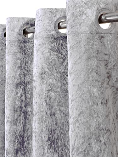 Image of ROMEE Solid-Plain Blackout Curtains 7 Feet Long Door Set of 2 - Curtains for Door, 80% Blackout Drapes for Living Room, Bedroom, 84 Inches, (Silver. 213 x 122 CM)