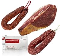Serrano Schinken gereift ohne Knochen 1 kg (Jamon Serrano) + Chorizo Paprikawurst 200 g + Salchichón Dauerwurst Extra 200 g - Jamonprive