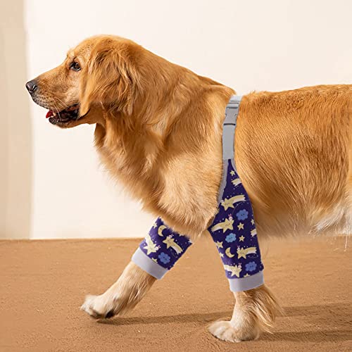 Image of ROZKITCH Dog Surgery Leg Sleeve for Front Legs, Pet Prevent Licking Wound Elbow Knee Protector, Dog Leg Sleeve to Stop Licking Cone Collar Alternative for Sprain ACL CCL Arthritis Blue 3XL
