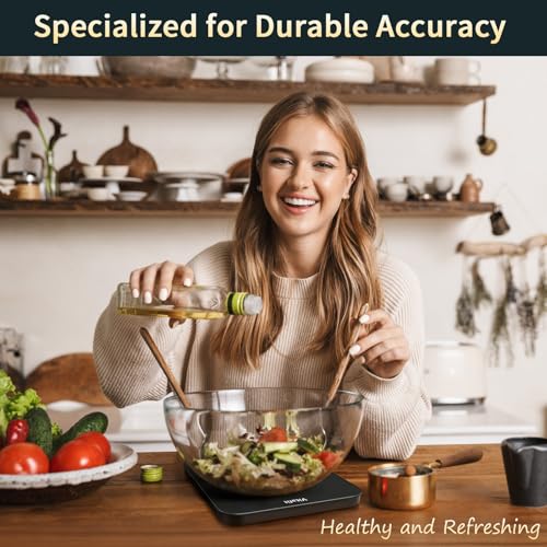 Vitafit 15 kg digitale keukenweegschaal, hoge precisie gegarandeerd door professioneel wegen sinds 2001, levensmiddelweegschaal van 1 g voor koken en koken, led-display, 3 x AAA, zwart - Afbeelding 4