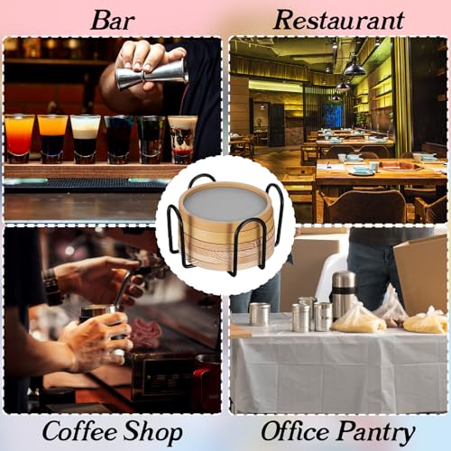 Kegeeei 16 PCS Black Metal Coaster Holder Storage Rack, 4 Inch Iron Coaster Stand Caddy for Square & Round Coasters, Bulk Set for Home Bar Office Restaurant