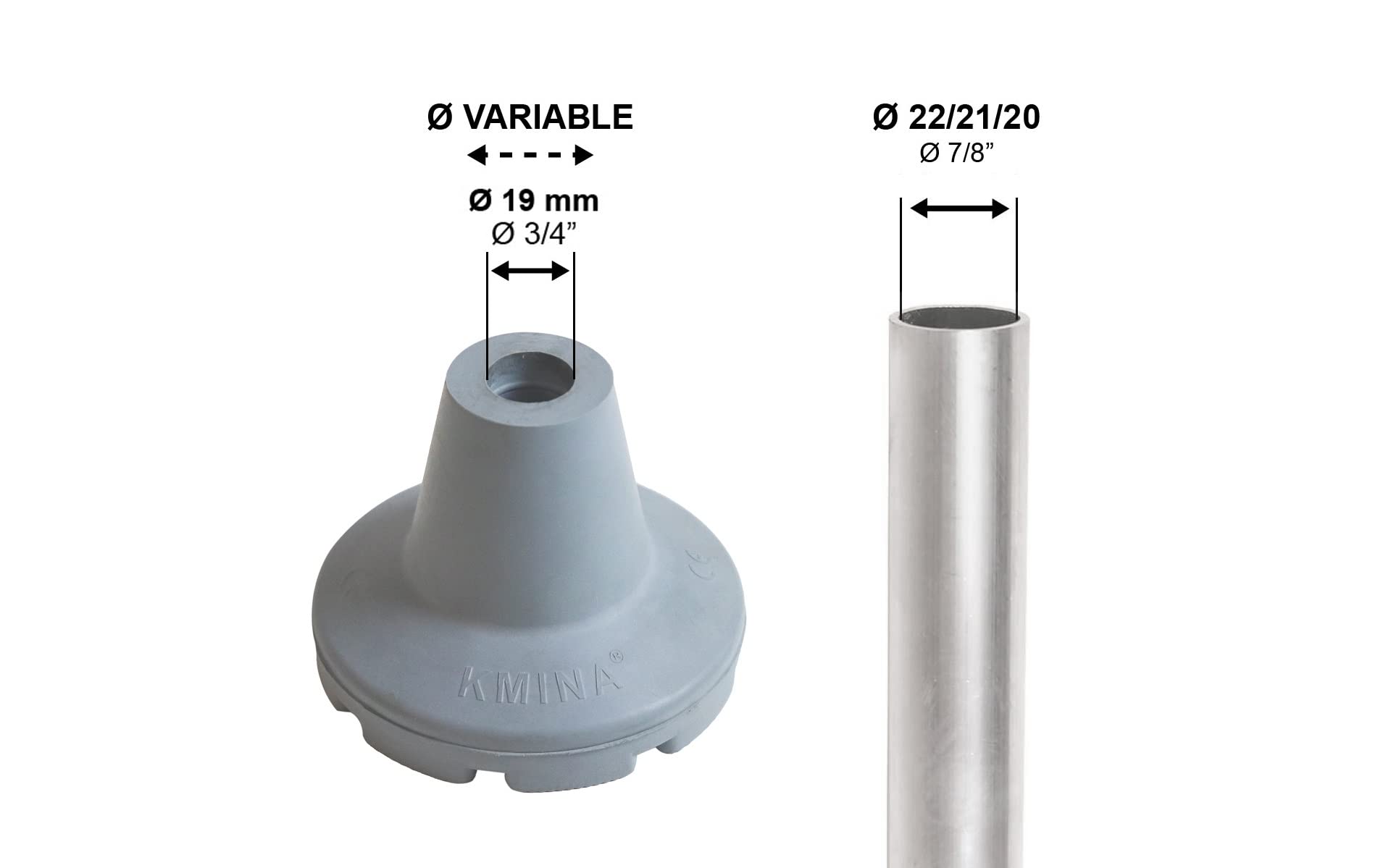 Buy KMINA Crutch Tips 7/8 inch Heavy Duty (x2 Units), Crutch Tips Non