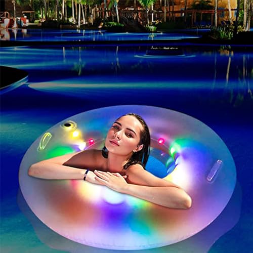 Bouée de natation lumineuse en PVC transparent et rond avec poignées pour piscine