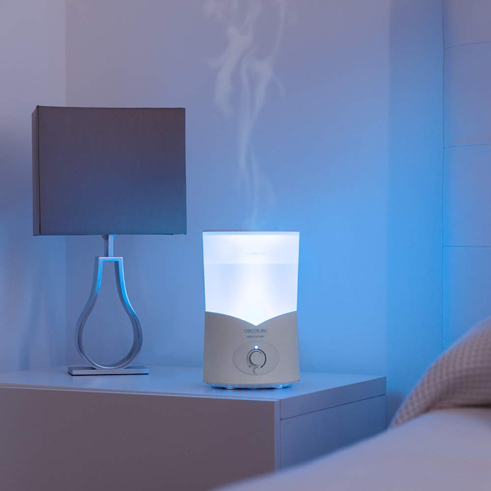 Cecotec Humidifier Breezecare 2000 Light. 25 W, umidificazione 200 ml/h, deposito 1,2 litri, uscita a vapore 360º, controllo manuale, luce a LED, copertura fino a 30 m2