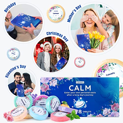Calmnfiz Shower Steamers Aromatherapy,Spa Kit, Gifts For Mom,Shower Bombs With Essential Oils,Valentine Gifts For Women,Self Care&Relaxation Birthday Gifts For Women And Men,Blue Set,8 Packs #TOP6