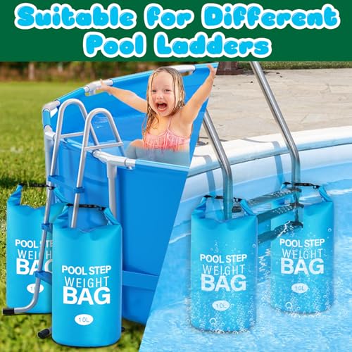 Pool Step Weights, Pool Stair Weights,Pool Ladder Weights for Above Ground Pools,10Lx2PCS Waterproof Sand Bags for Pool Steps (Light Blue)