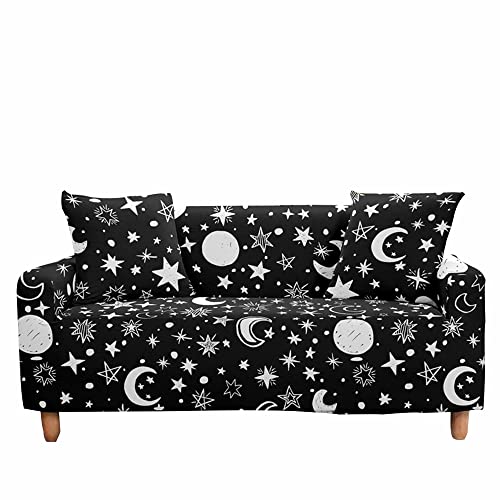 FANSU Housse de Canapé Extensible 1/2/3/4 Places avec Accoudoirs, Imprimé Étoile Lune 3D Revêtement de Canapé Elastique Couverture de Sofa Protection de...