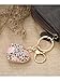 MTLEE Flower Ball Keychain and Sweet Love Heart Rose Crystal Key Chain for Women Pink Flower Girly Charm Keyring, 2 Pieces, Medium