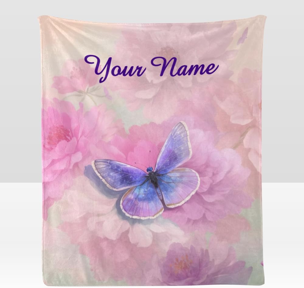 Custom Blanket with Name Text,Personalized Cross Art Super Soft Fleece Throw Blanket for Couch Sofa Bed (50 X 60 inches)