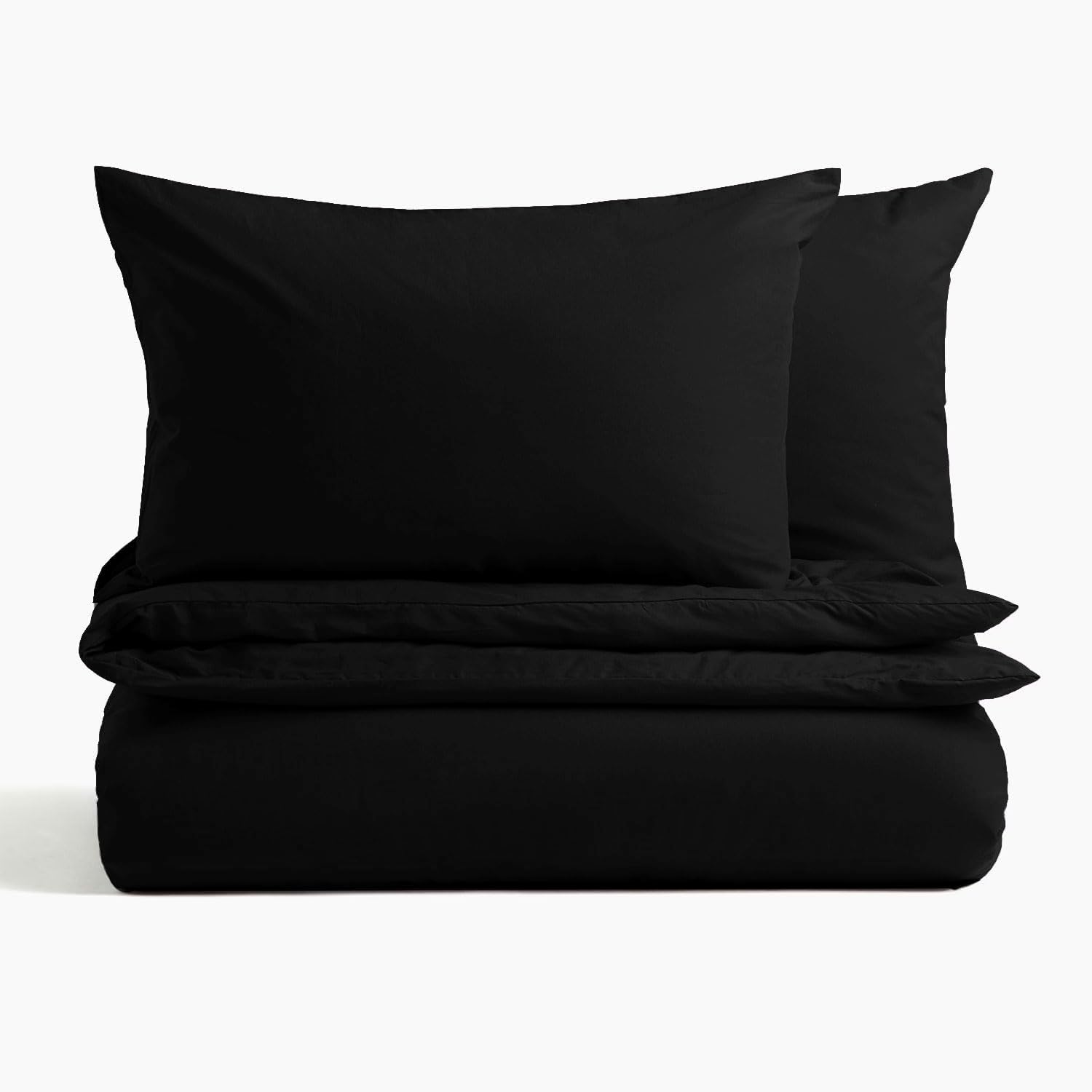 MAGNA COLLECTION Double Duvet Cover Set - Hotel Quality Double Bedding Set (200x200cm) with Matching Pillowcases - Soft Brushed Microfibre Polyester Double Duvet Cover (Black, Double)