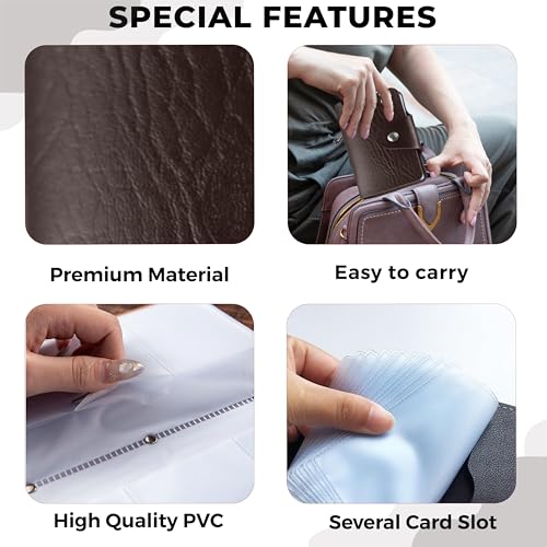 Image of Kraptick Pocket Cards Holder - Compact Lightweight Wallet for Credit and Debit Cards, Multi-Functional Card Organizer, Durable Card Carrier with 16 Slots for Easy Access & Storage (Brown) (Pack of 2)