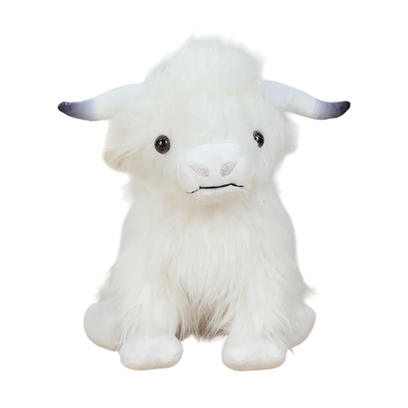 Sharplace Hochlandkuh 28 cm, Soft Toy Animals Hochlandrind realistisches Kuscheltier Kuh Toy Highland Cow Plüschtier Stofftier Plüsch Spielzeug für Kinder Party Geburtstag Weihnachten Geschenke, Weiß