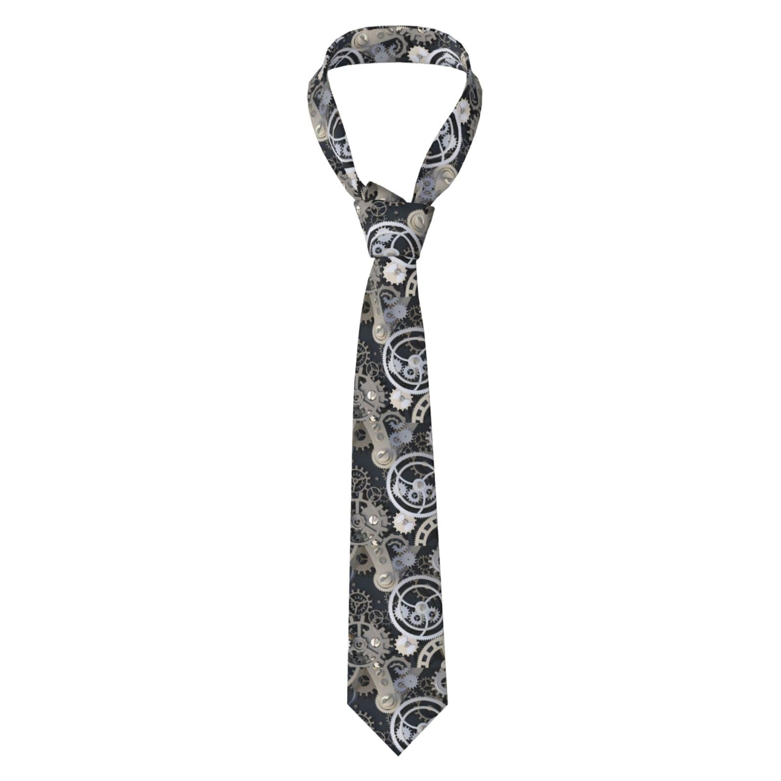 Poadnly Steampunk Mechanical Gears, Neckties Mens Ties Polyester Novelty Skinny Tie For Wedding Party