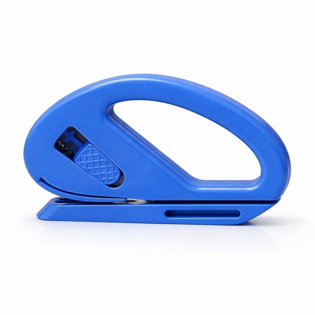 DRAXIL Wrapping Paper Roll Cutter, Blue, Safety Sliding Blade Tool, Clean Cuts for Holidays, Birthdays & Events-image-48