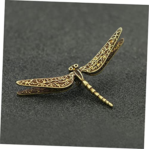QUMIIRITY Lifelike Dragonfly Model Figurine Solar Decor Sun Catchers for Windows Dragonflies Shelf Decor Desktop Gold Decor Gadgets Office Desk Decor Creative Adornment Brass - Image 5