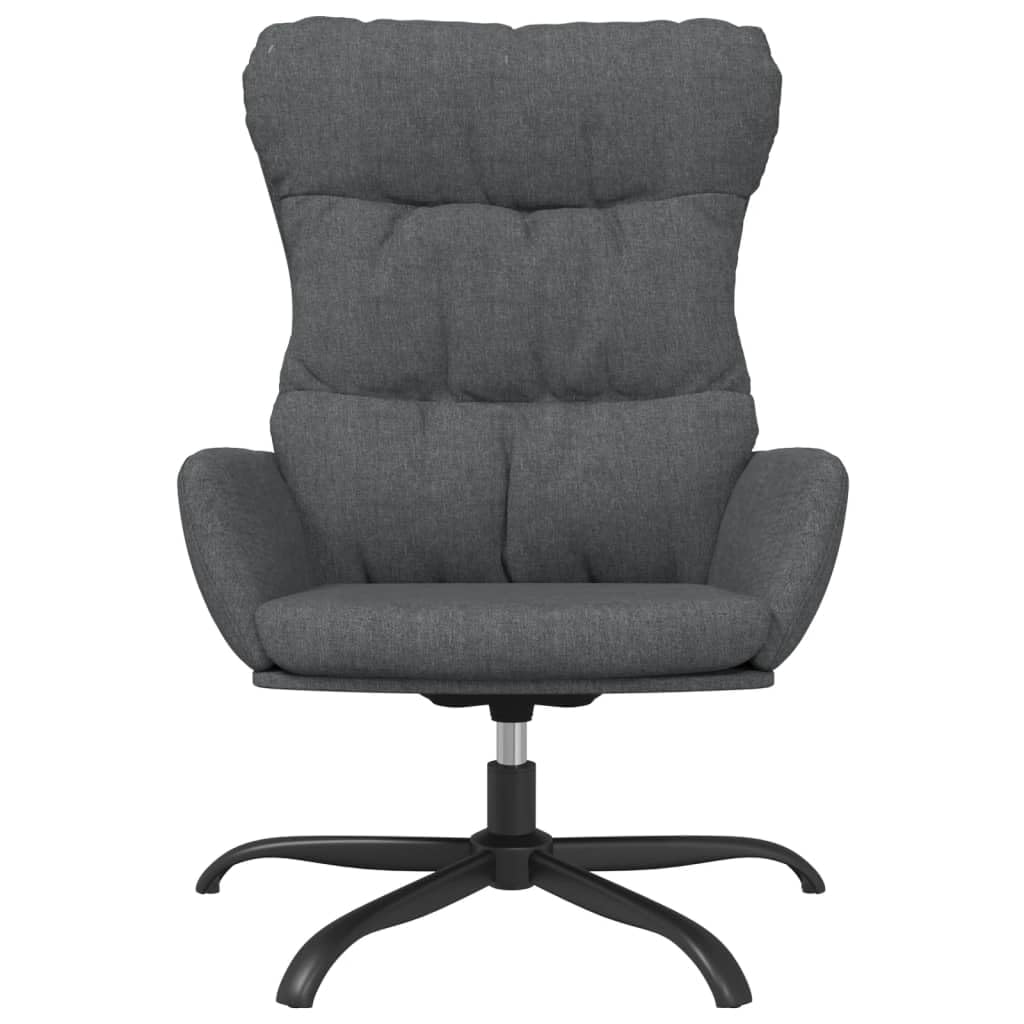 Sillón de relax de tela gris oscuro, silla giratoria para salón y dormitorio, estructura de metal, cómoda silla de lectura, 70 x 77 x 98 cm
