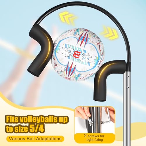 Image of AugFir Volleyball Spike Trainer, Adjustable Length 55 inch-71 inch Volleyball Hitting Trainer, Double Arc Protection Quick Pickup Volleyball Training Equipment (B&S)