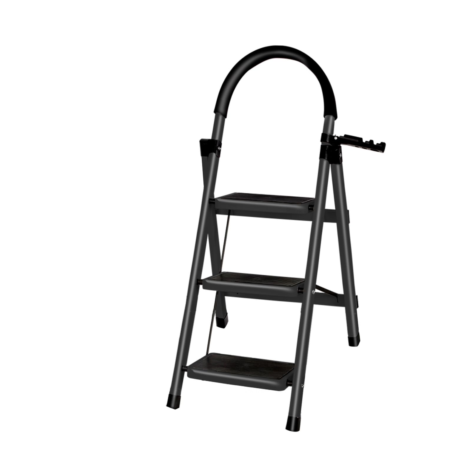 Scaletta multifunzione a 4 gradini, scaletta per uso domestico fino a 200 kg, scala per casa, ufficio, (C) 104 x 57 x 41,5 cm – 3 gradini (nero)
