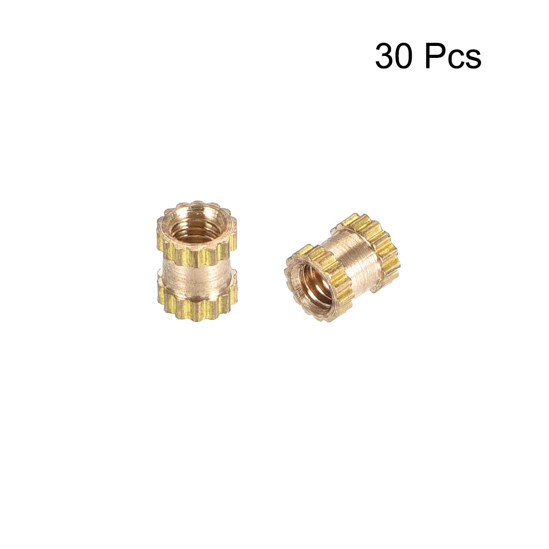 uxcell Knurled Insert Nuts, M2.5 x 4mm(L) x 3.5mm(OD) Female Thread Brass Embedment Assortment Kit, 30 Pcs - Image 3